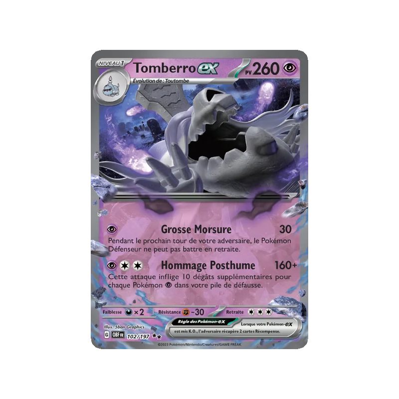 Tomberro-ex - 102/197 - EX - Flammes Obsidiennes