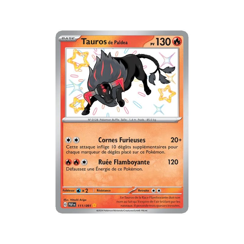 Tauros de Paldea - 111/91 - Shiny rare - Destinées de Paldea