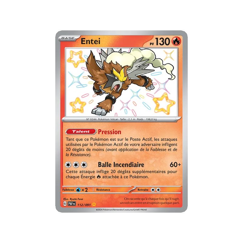 Entei - 112/91 - Shiny rare - Destinées de Paldea
