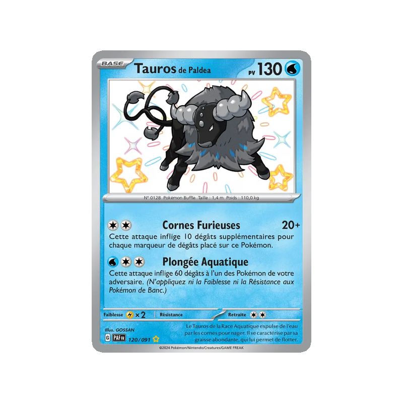 Tauros de Paldea - 120/91 - Shiny rare - Destinées de Paldea