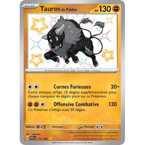 Tauros de Paldea - 172/91 - Shiny rare - Destinées de Paldea