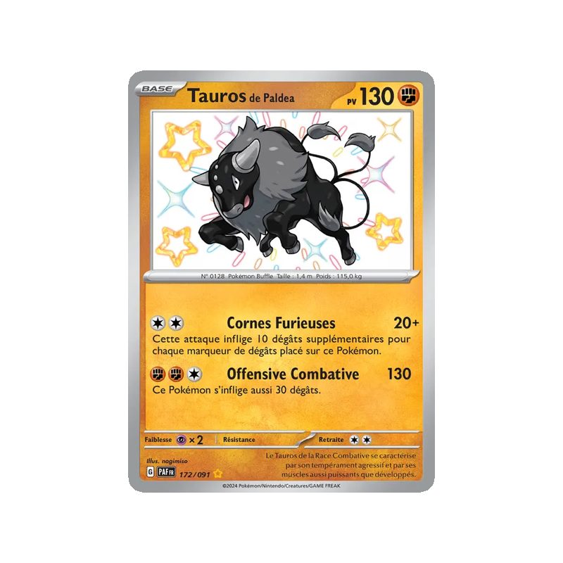 Tauros de Paldea - 172/91 - Shiny rare - Destinées de Paldea