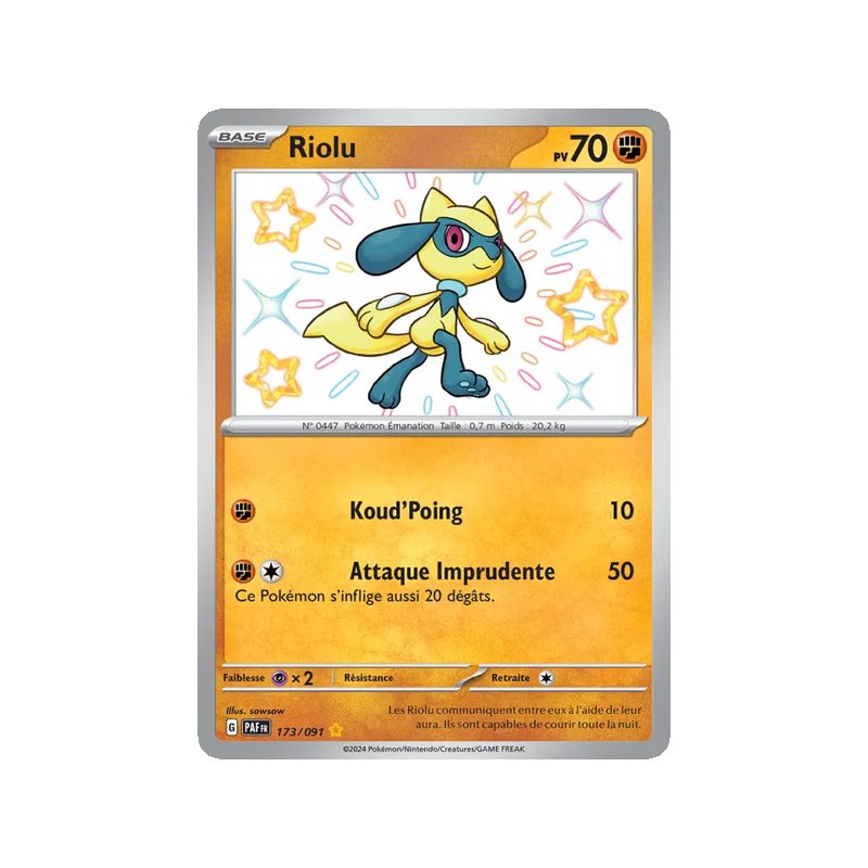 Riolu - 173/91 - Shiny rare - Destinées de Paldea
