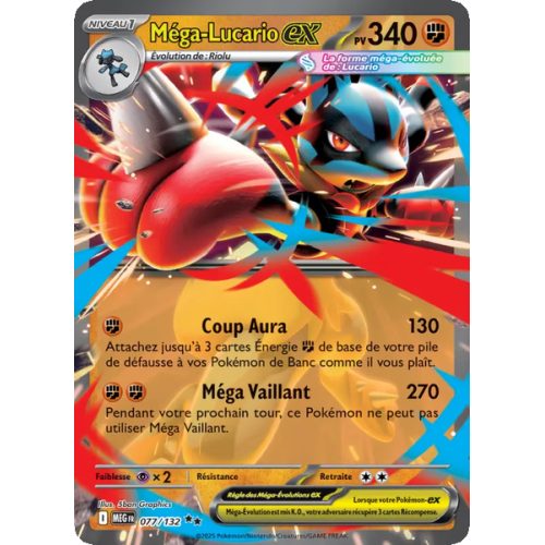 Méga-Lucario-ex - 077/132 - Double rare - Méga-Évolution