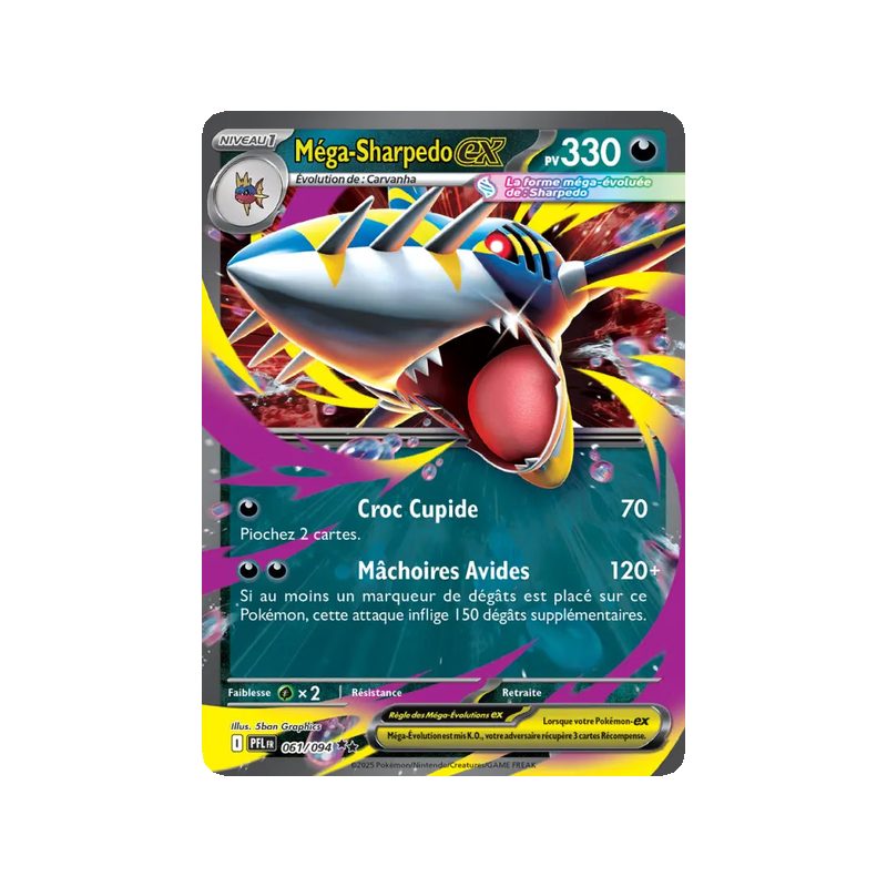 Méga-Sharpedo-ex - 061/94 - Double rare - Flammes Fantasmagoriques