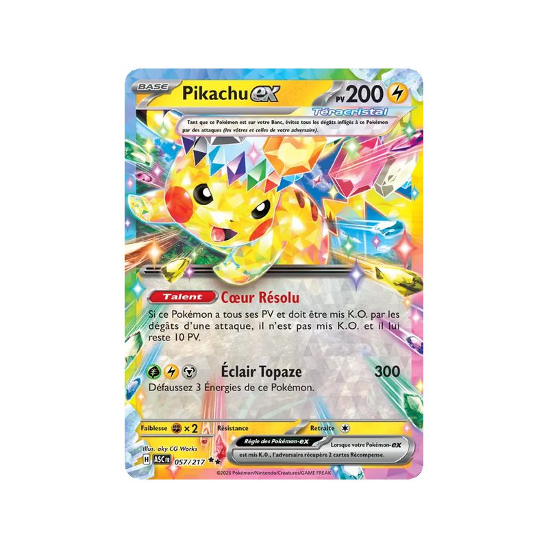 Pikachu-ex - 057/217 - Double rare - Héros Transcendants