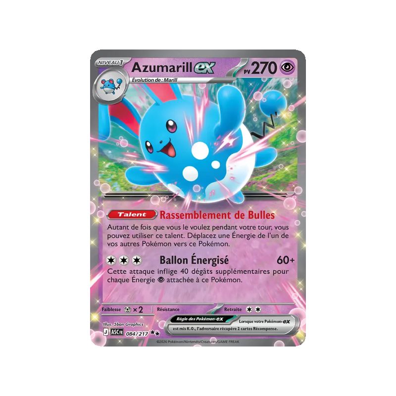 Azumarill-ex - 084/217 - Double rare - Héros Transcendants