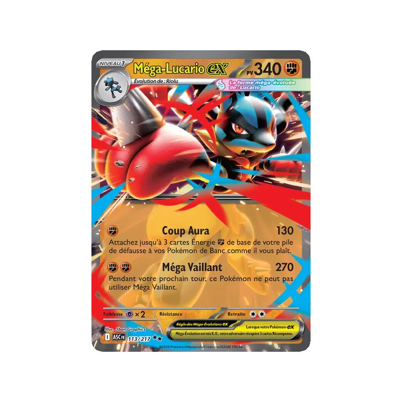 Méga-Lucario-ex - 113/217 - Double rare - Héros Transcendants