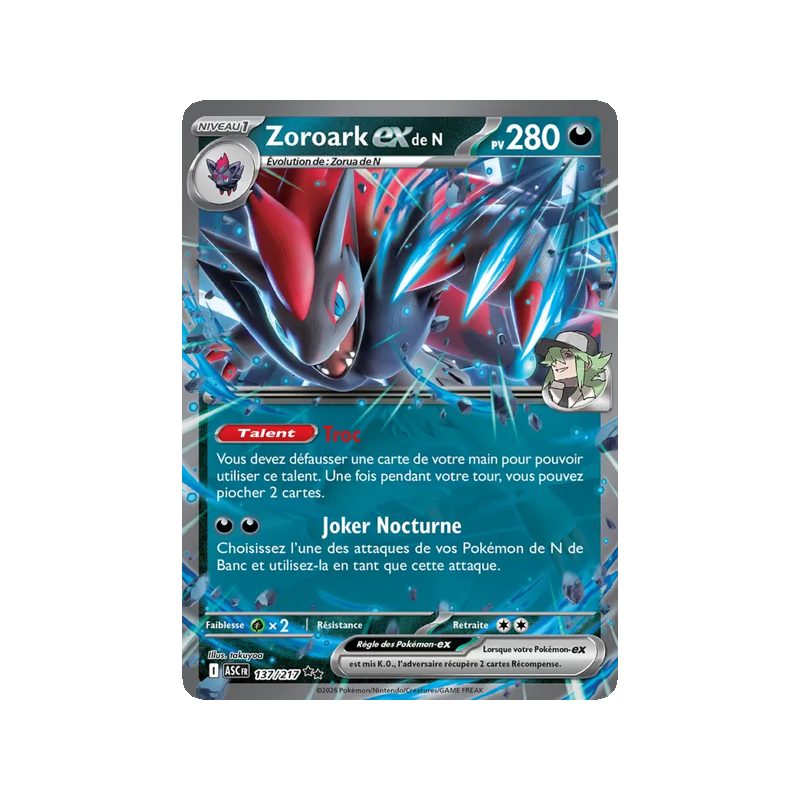 Zoroark-ex de N - 137/217 - Double rare - Héros Transcendants