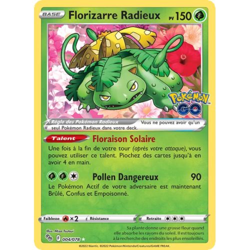 Florizarre Radieux - 004/78 - Radieux Rare - Pokémon GO