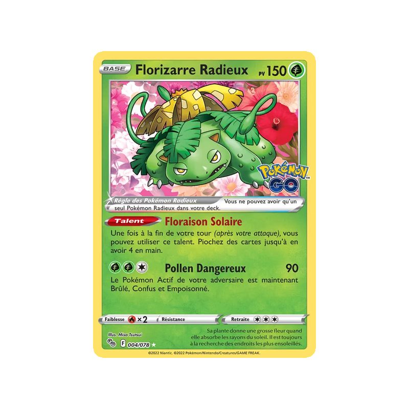 Florizarre Radieux - 004/78 - Radieux Rare - Pokémon GO