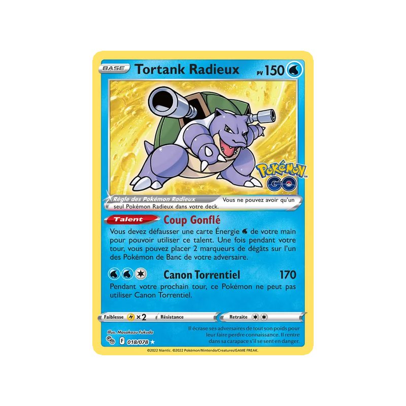 Tortank Radieux - 018/78 - Radieux Rare - Pokémon GO