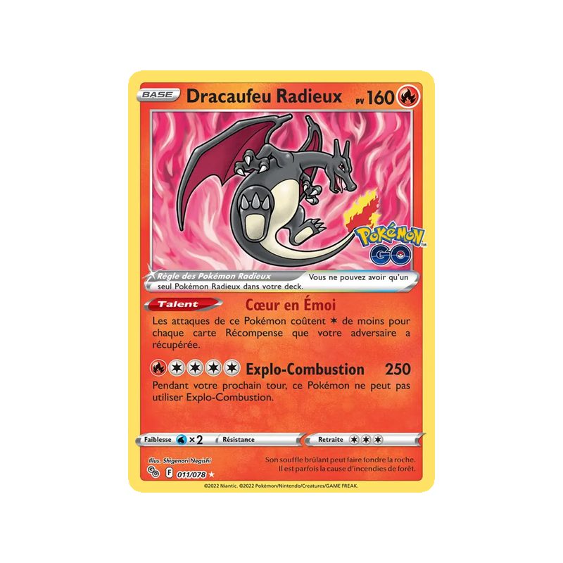 Dracaufeu Radieux - 011/78 - Radieux Rare - Pokémon GO