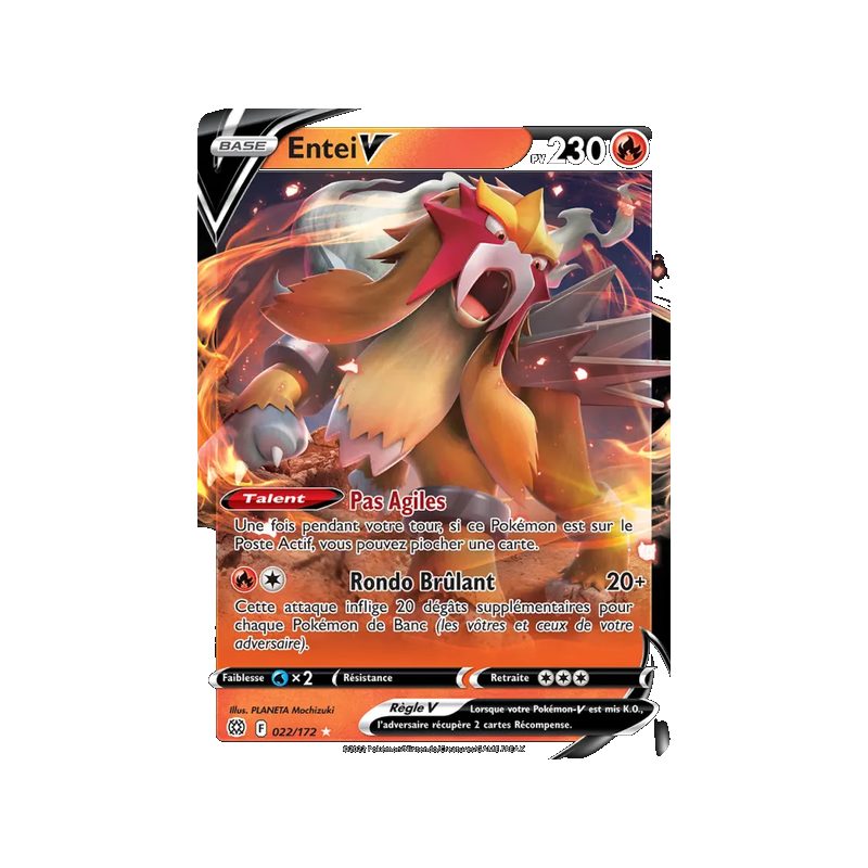 Entei V - 022/172 - Holo Rare V - Stars Étincelantes