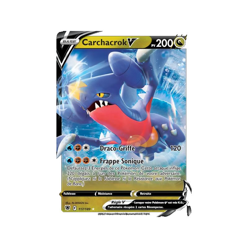 Carchacrok V - 117/189 - Holo Rare V - Astres Radieux