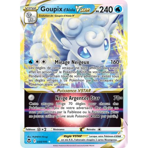 Goupix d'Alola VSTAR - 034/195 - Holo Rare VSTAR - Tempête Argentée