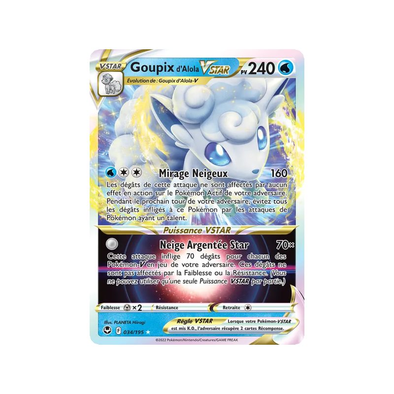 Goupix d'Alola VSTAR - 034/195 - Holo Rare VSTAR - Tempête Argentée
