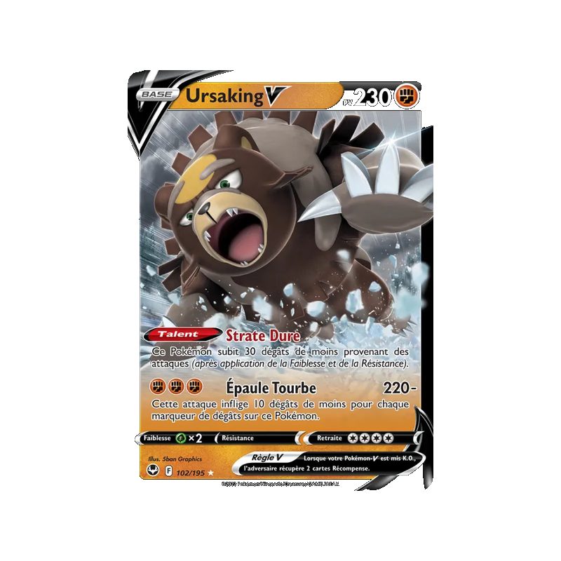 Ursaking V - 102/195 - Holo Rare V - Tempête Argentée
