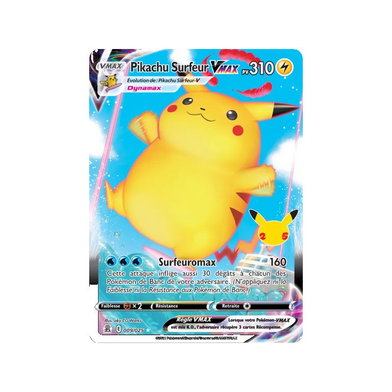 Pikachu Surfeur VMAX - 9/25 - Holo Rare VMAX - Célébrations