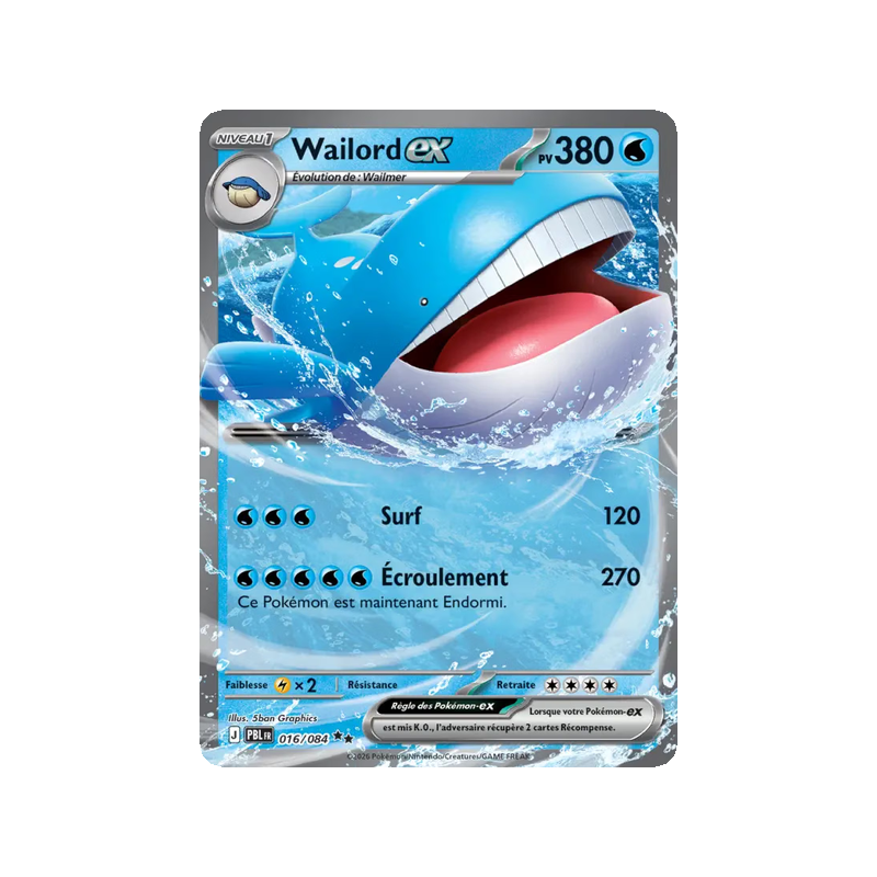 Wailord-ex - 016/84 - Double rare - Nuit Noire