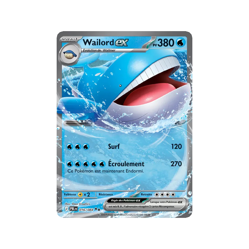 Wailord-ex - 016/84 - Double rare - Nuit Noire