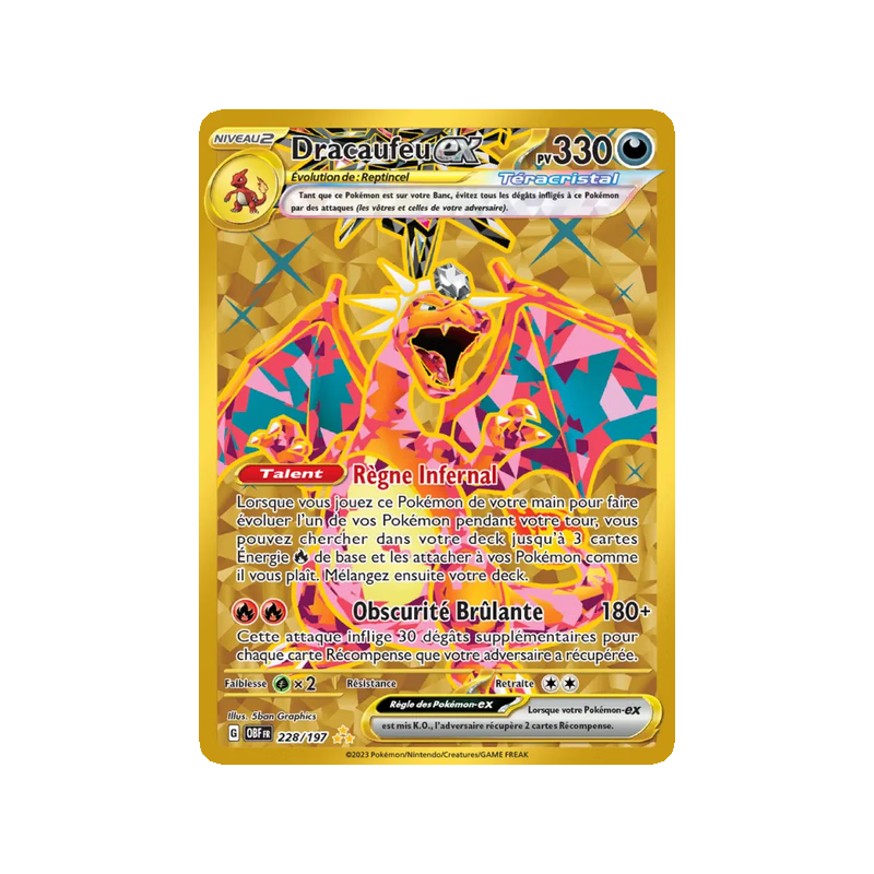Dracaufeu-ex - 228/197 - Hyper rare - Flammes Obsidiennes