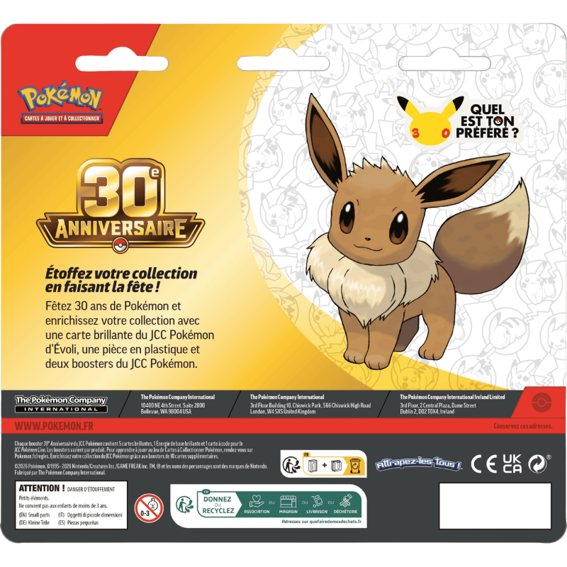 Pokémon - Duopack - Pack promotionnel de 2 boosters - 30e Anniversaire - Évoli - Français