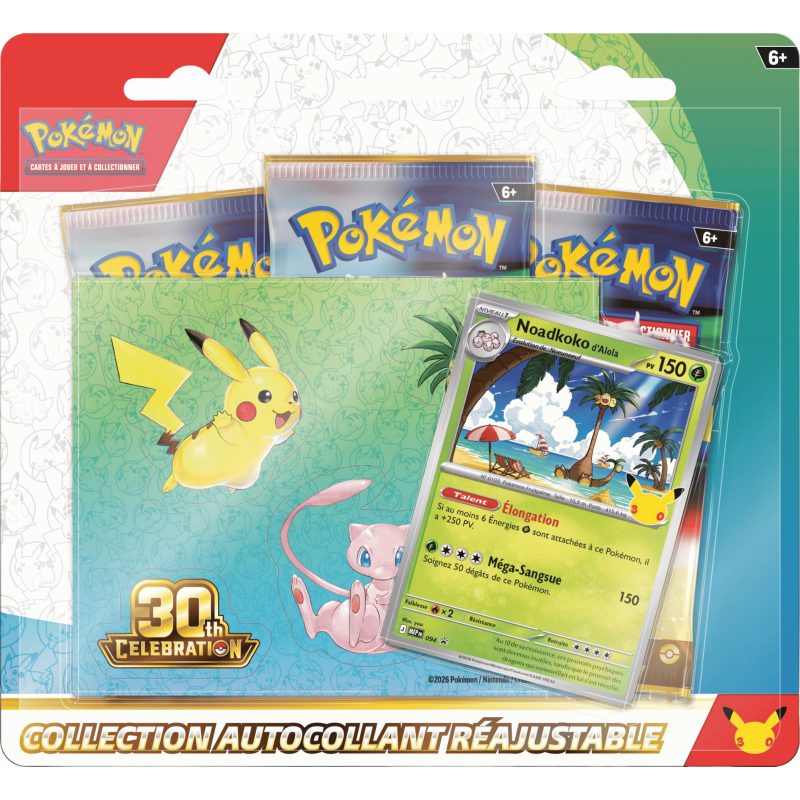 Pokémon - Tripack - Collection autocollant réajustable - 30e Anniversaire - Noadkoko d'Alola - Français
