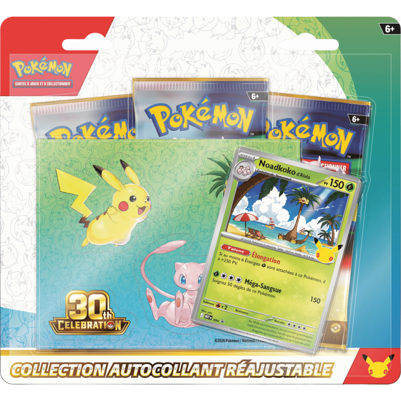 Pokémon - Tripack - Collection autocollant réajustable - 30e Anniversaire - Noadkoko d'Alola - Français