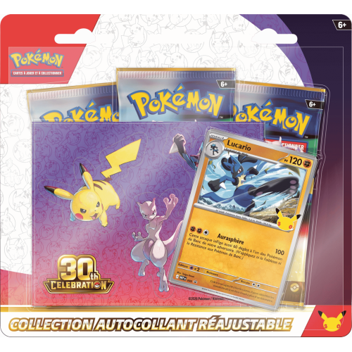 Pokémon - Tripack - Collection autocollant réajustable - 30e Anniversaire - Lucario - Français
