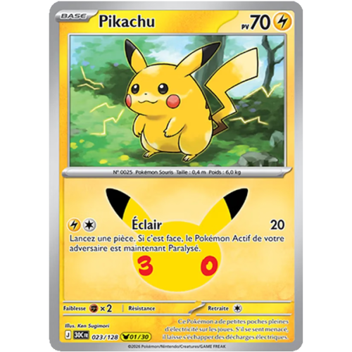 Pikachu - 023/161 - Pikachu Rare - 30ᵉ Anniversaire