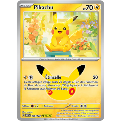 Pikachu - 025/161 - Pikachu Rare - 30ᵉ Anniversaire