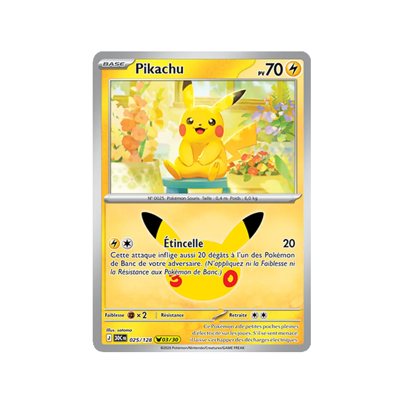 Pikachu - 025/161 - Pikachu Rare - 30ᵉ Anniversaire
