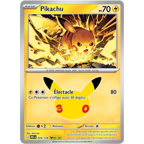 Pikachu - 024/161 - Pikachu Rare - 30ᵉ Anniversaire