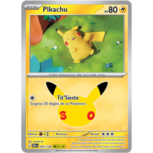 Pikachu - 027/161 - Pikachu Rare - 30ᵉ Anniversaire