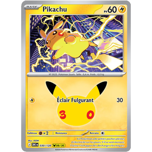Pikachu - 030/161 - Pikachu Rare - 30ᵉ Anniversaire