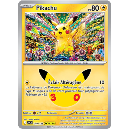 Pikachu - 040/161 - Pikachu Rare - 30ᵉ Anniversaire