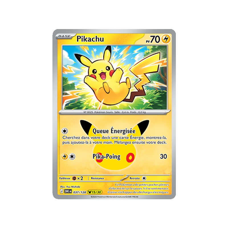 Pikachu - 037/161 - Pikachu Rare - 30ᵉ Anniversaire