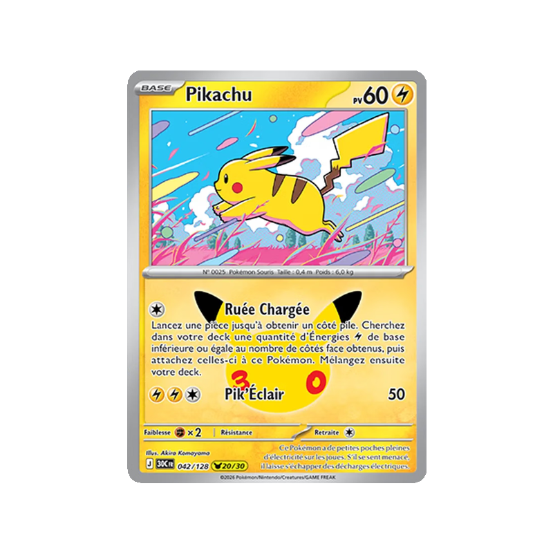 Pikachu - 042/161 - Pikachu Rare - 30ᵉ Anniversaire