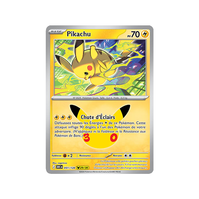 Pikachu - 051/161 - Pikachu Rare - 30ᵉ Anniversaire