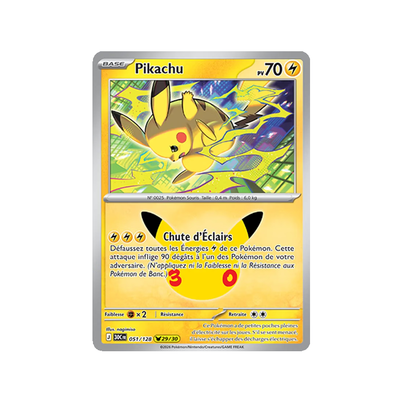 Pikachu - 051/161 - Pikachu Rare - 30ᵉ Anniversaire