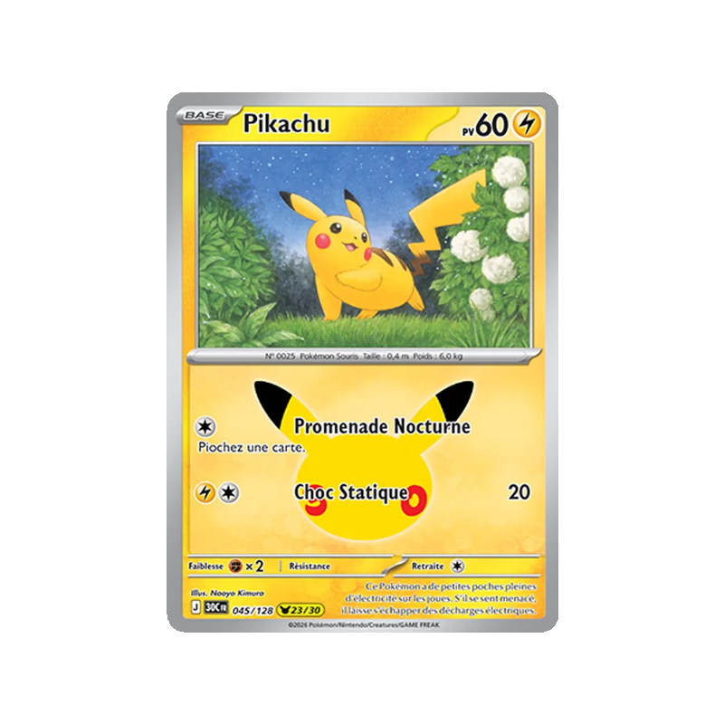 Pikachu - 045/161 - Pikachu Rare - 30ᵉ Anniversaire