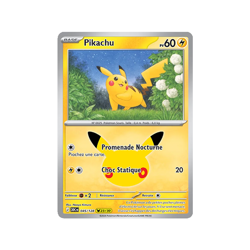 Pikachu - 045/161 - Pikachu Rare - 30ᵉ Anniversaire